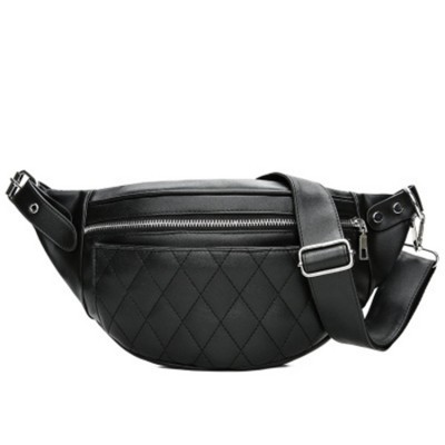 New Black PU Leather Compartment Waist Fanny Pack Belt Bag