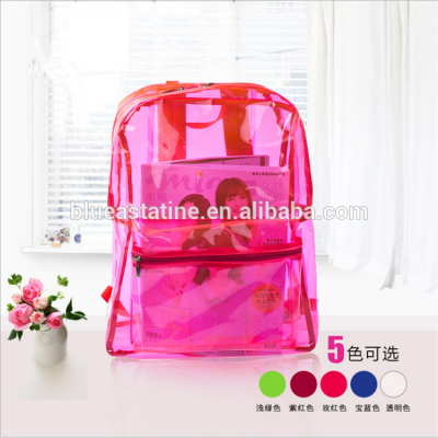 Custom logo Transparent Clear Waterproof PVC Backpack school Shoulder Bag