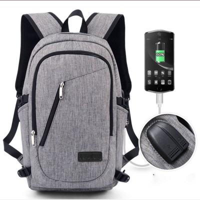 Water Resistant Polyester Laptop Backpack with USB Charging Port and Fits Under 15.16-Inch Laptop and Notebook, Grey